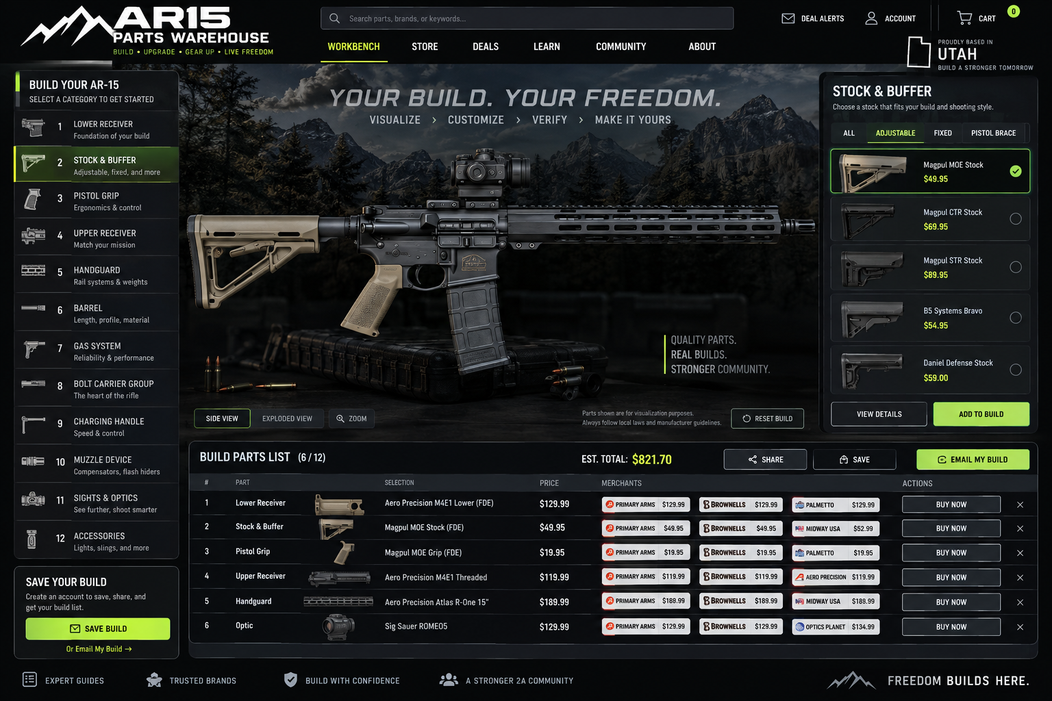 AR15 Parts Warehouse workbench concept